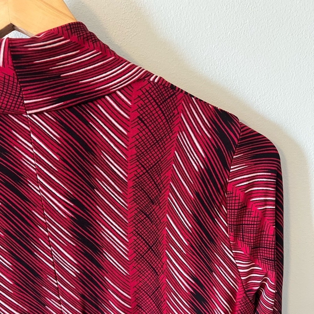 Norma Kamali Printed Wrap Dress Red Stripe Size Medium - Picture 5 of 12